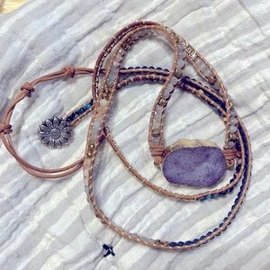Amethyst Geode Drusy Gemstone wrapped bracelet